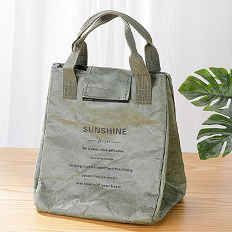 

Waterproof Kraft Paper Thermal Lunch Bags Large Capacity Foldable Food Insulation Container Portable Bento Box Cooler Pouch