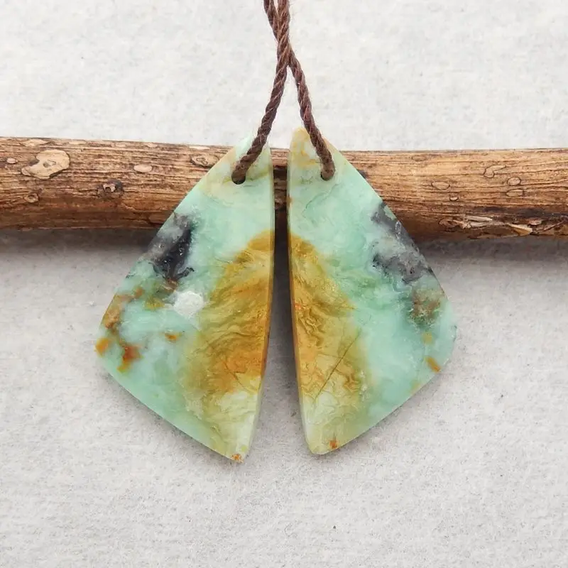 

Semiprecious Natural Stone Chrysocolla Gemstone Fashion Jewelry Earring Bead Accessories For Women 27x14x4mm 4g