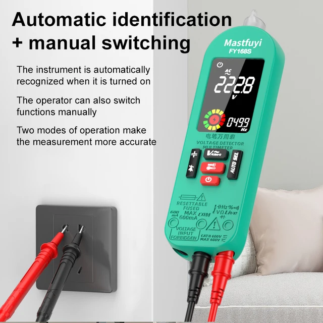 MASTFUYI FY168S Large Screen Charging Multimeter Ture RMS AC/DC Current Voltmeter Auto Range Resistance Capacitance NCV Tester 4