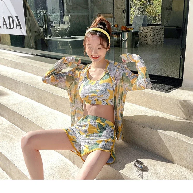 

Three Piece Suit Looks Thin Conservative and Fashionable 2023 New Student Ins Style Three-piece Swimsuit Girls' Holiday Swimsuit