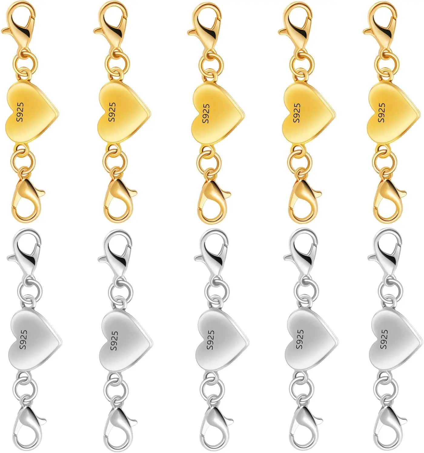 Silver Heart-Shaped Magnetic Necklace Clasps and Closures - Elegant Clasp Converters