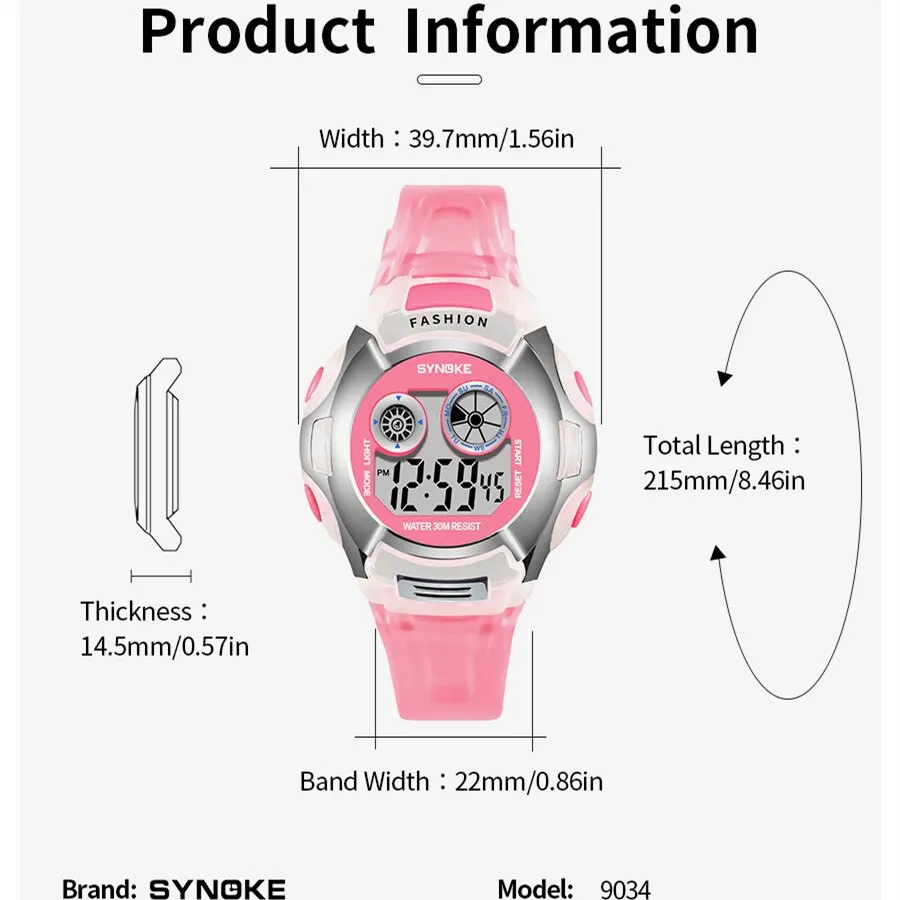 SYNOKE Student Electronic Watch Waterproof Sports Children Watch Glow Multi Function Digital Seven Colors Light Gift electronic watch