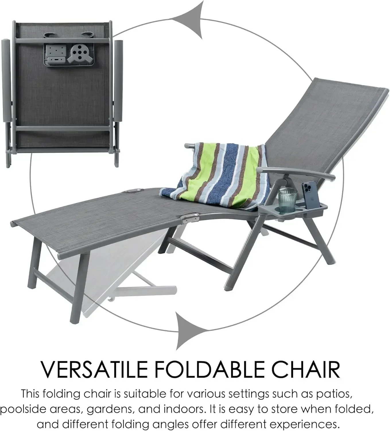 --NewCozy Aluminum Reclining Lounge Chair - Perfect for Beach, Yard, Pool, Deck, and Patio - Outdoor Chaise Lounge (2 Pack, G