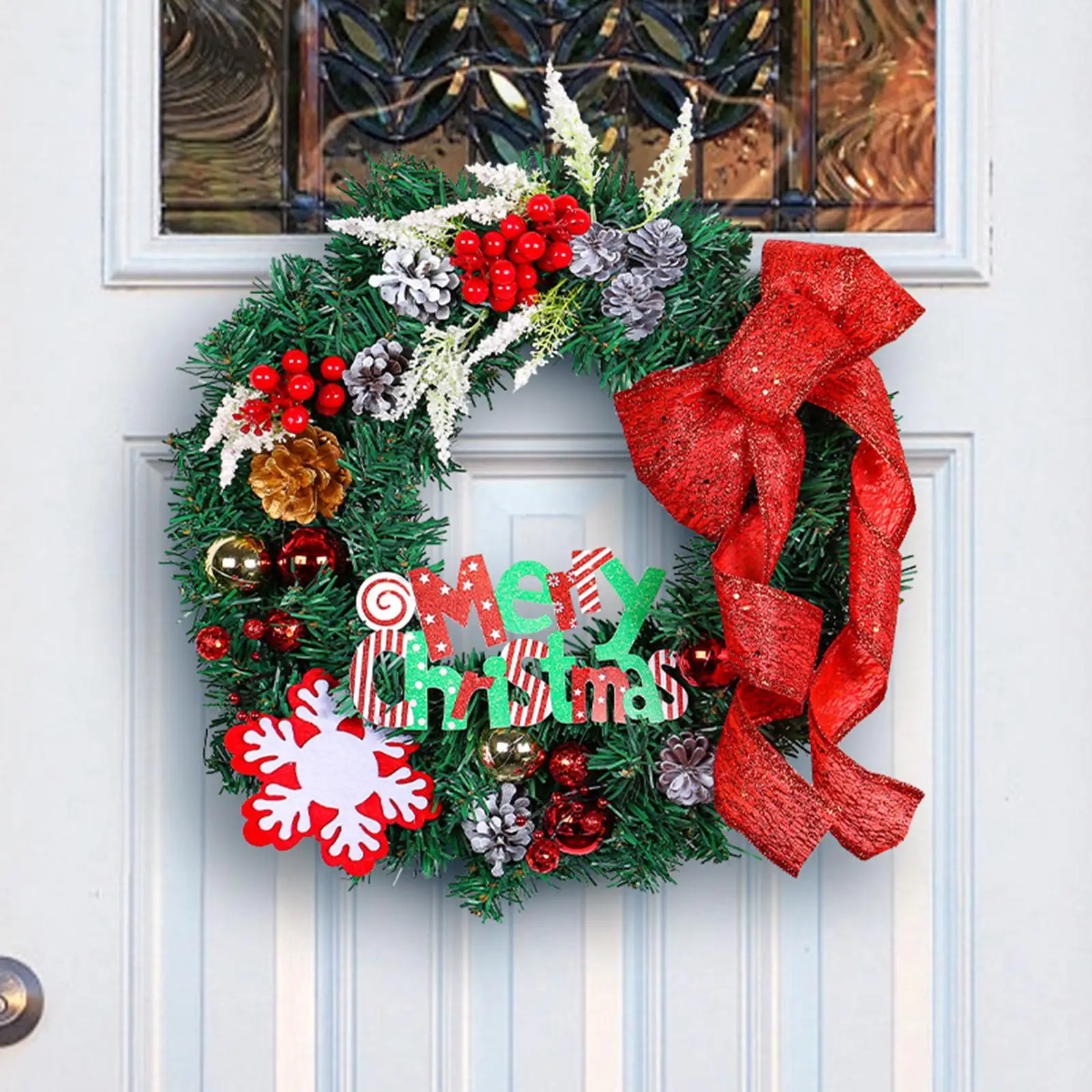 Christmas Decoration Front Door Wreath Christmas Garland Rustic Bright Colors