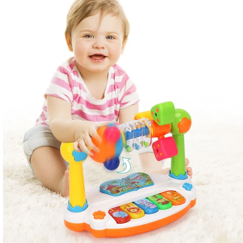 Baby Piano Toys Kids Rotating Music Piano Keyboard with Light Sound Musical Toys for Toddlers Early Educational Music Toy 2