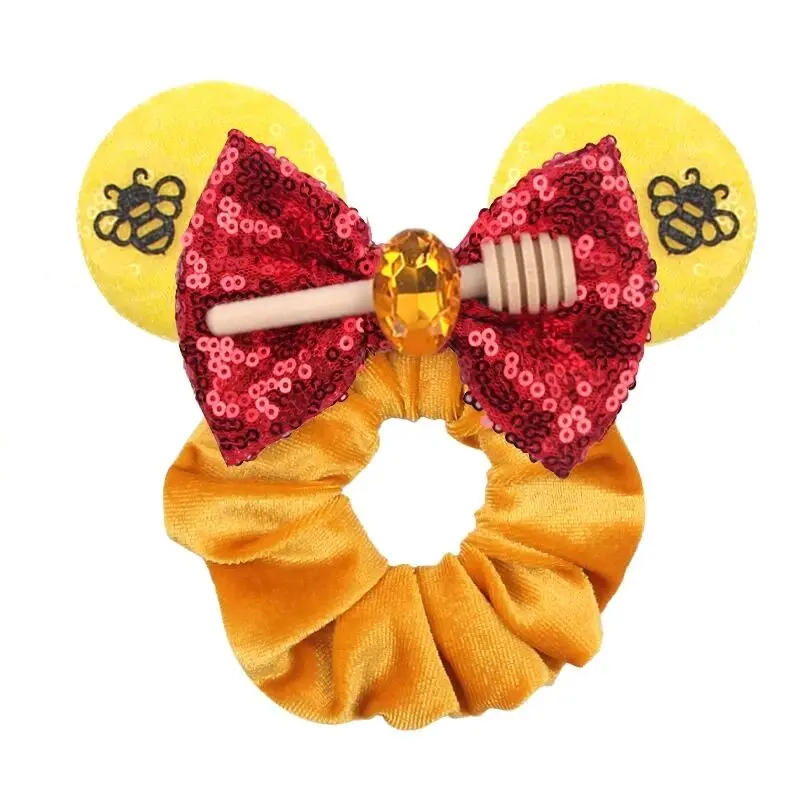 1 Stück Haargummis mit Mausohren, Samt-Haarbänder für Mädchen, Pailletten-Schleifen, Stirnband für Frauen, Kinder, Party, DIY, Haaraccessoires – Detail 9