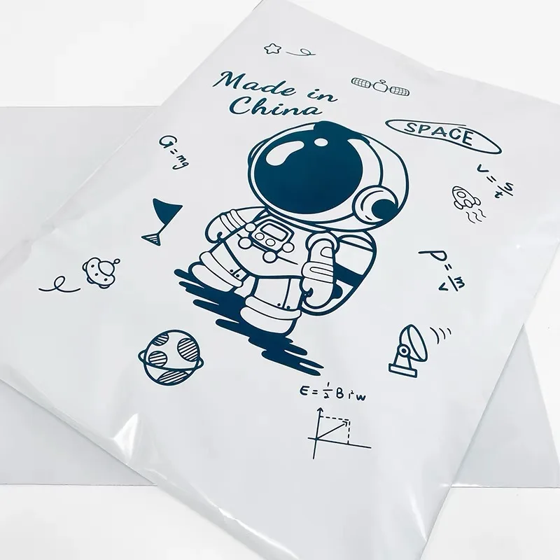 Bolsa de plástico blanca con dibujos de astronautas, sobres de mensajería autosellados, suministros de embalaje, 25x35cm/28x42cm, 10 piezas