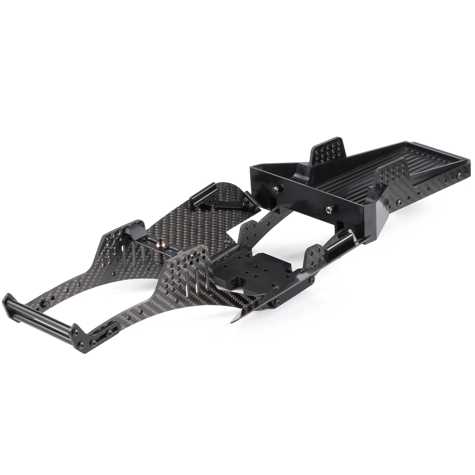 Châssis RC Crawler en Fibre de Carbone 3mm monté sur un véhicule tout-terrain, prêt à l'emploi.
