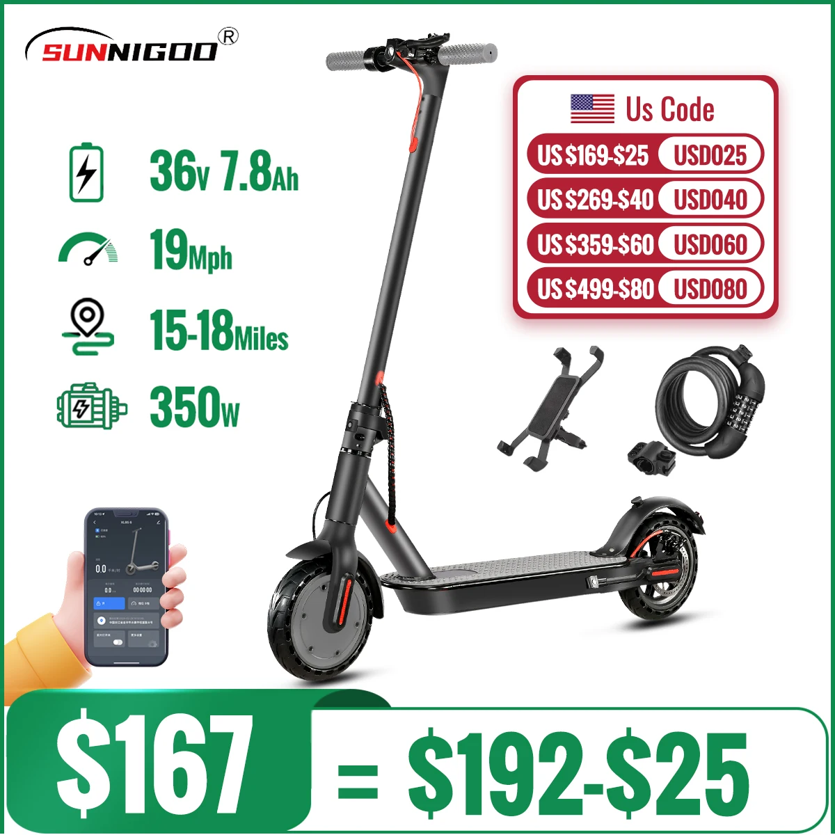 36v 350W Electric Scooter Adult 2 Wheel 8.5" Self-Balance Folding Kick Escooter For Travel Smart App US Warehouse