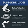 Assurance 3" Raised Toilet Seat with Handles and Bidet Attachment, Clean Shield Guard, Secure Hinges, Elongated, White 3