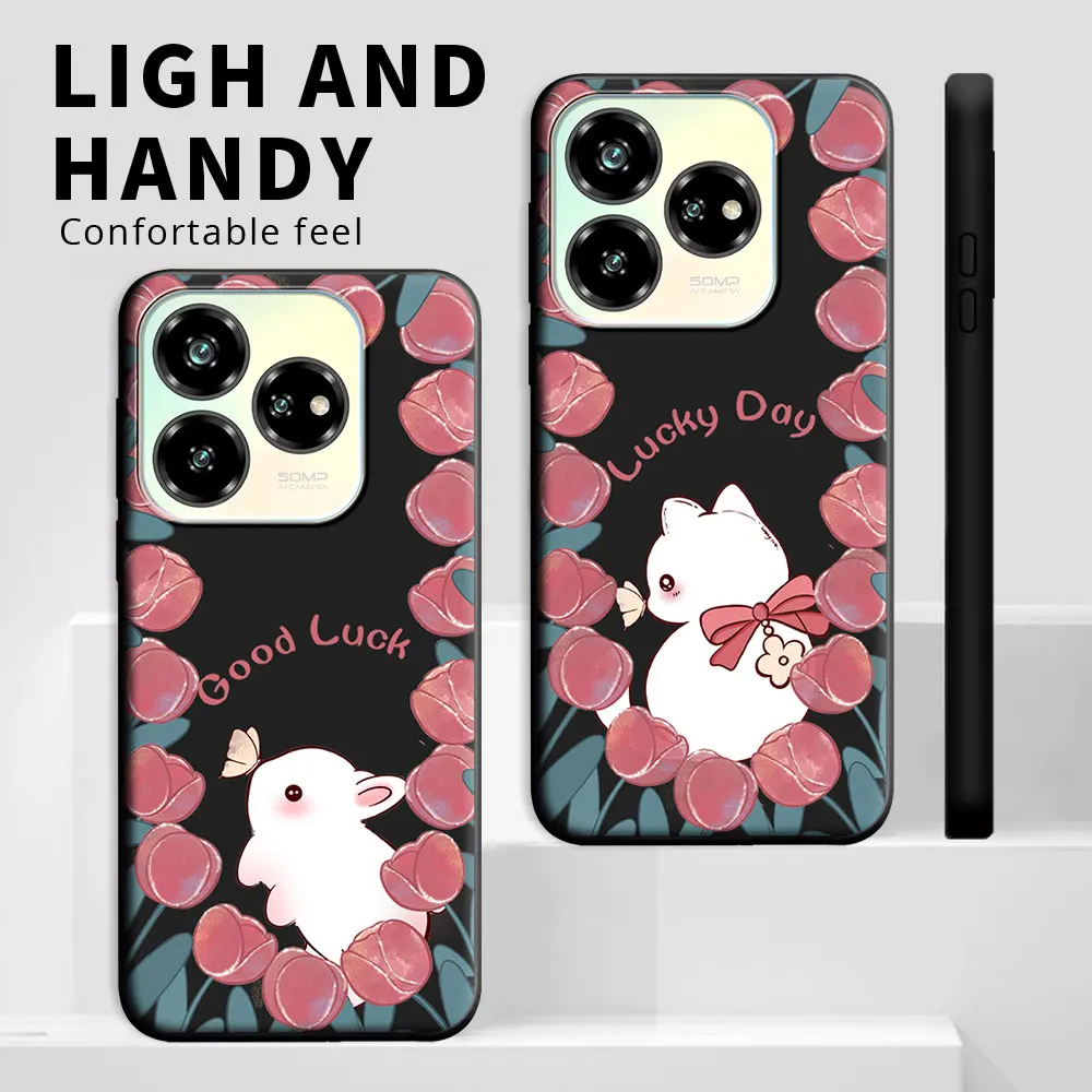 Cartoon Cute Cat Flower Shockproof Silicone Phone Case - Soft and Stylish Back Cover