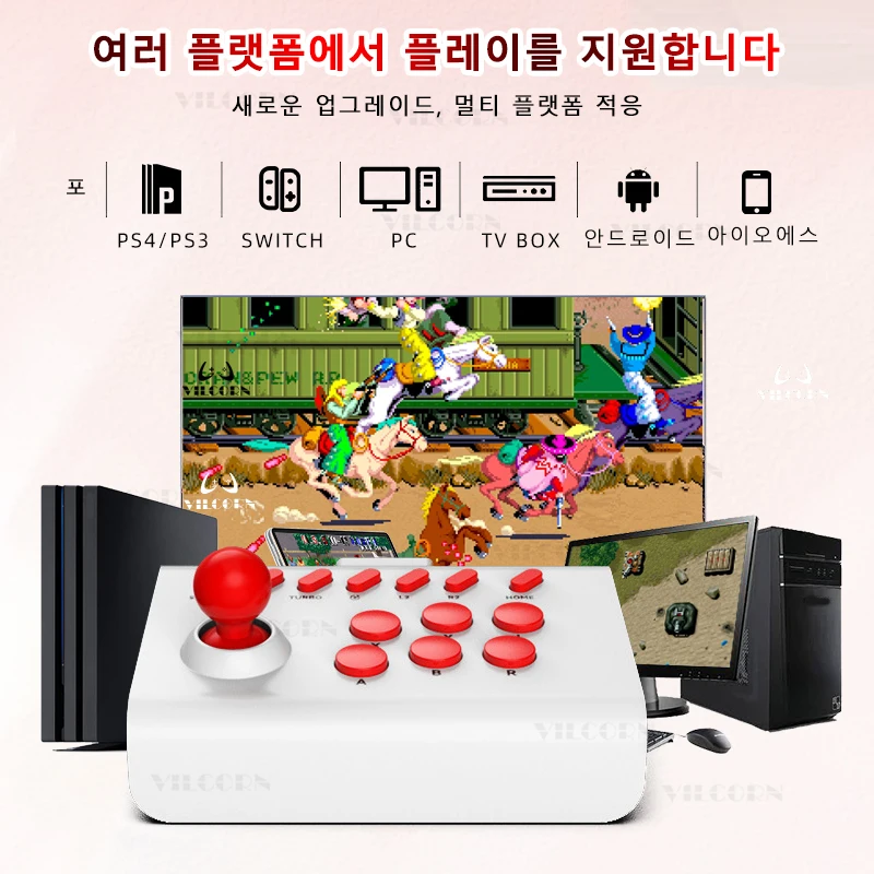 PC/안드로이드/iOS 폰용 BT 미니 아케이드 조이스틱 2.4G 무선 게임 컨트롤러 스트리트 파이터/마메 게임패드용 파이팅 스틱