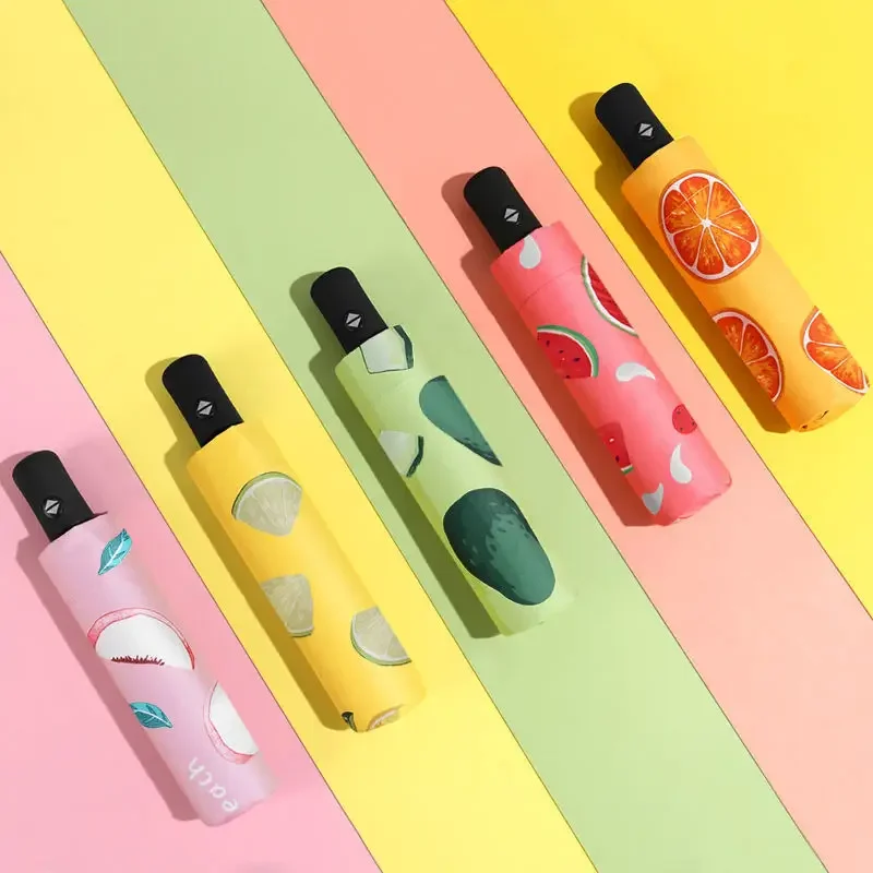 1pcs UV Sun Umbrella Compact Folding Travel Rain Umbrellas Auto Open and Close for Windproof Cute Fruit Watermelon Pattern New