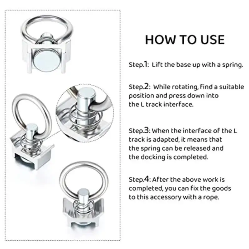MOTO4U Single Stud L Track Fittings - 4,000 LB Capacity Tie Down Rings (10 Pack)
