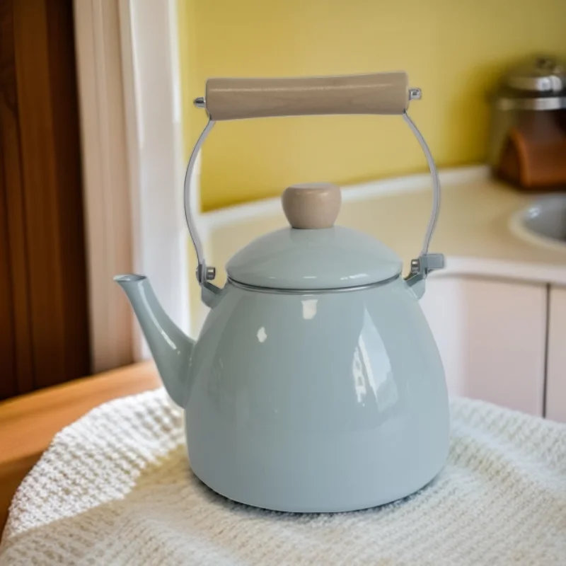 2.5L Enamel Boiling Water Kettle Exquisite Solid Color Teapot Household Enamel Milk Tea Pot Kitchen Cookware