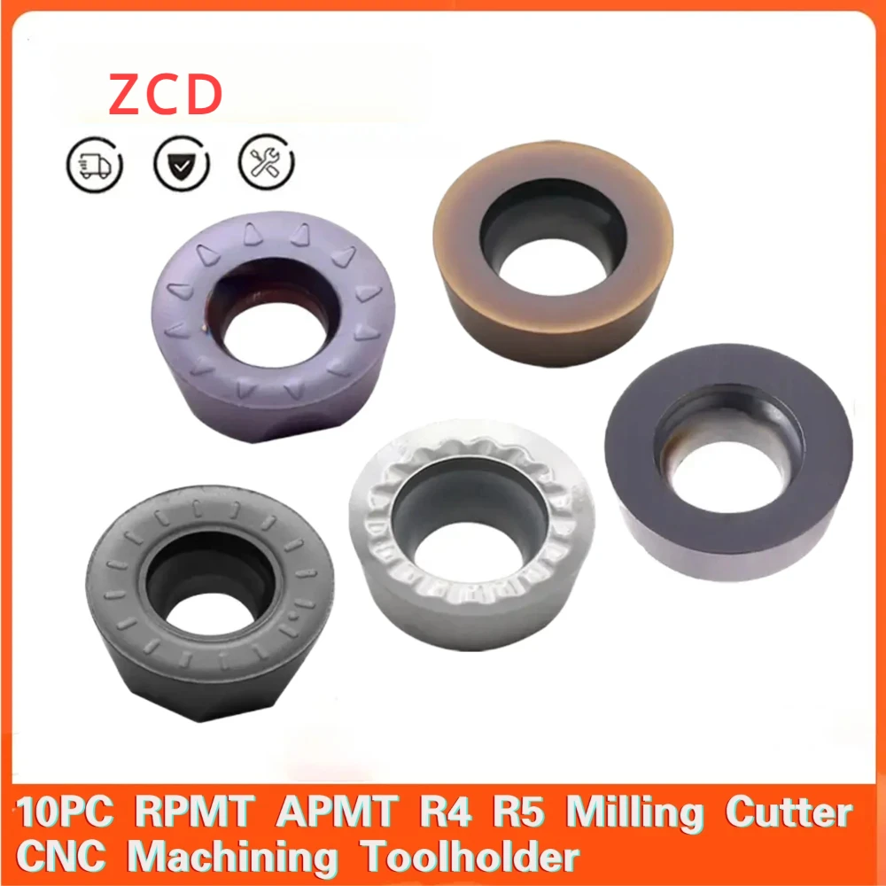 

ZCD 10PC RPMT RPEW R4 R5 Milling Cutter CNC Machining Toolholder EMR Carbide Inserts for Stainless Steel