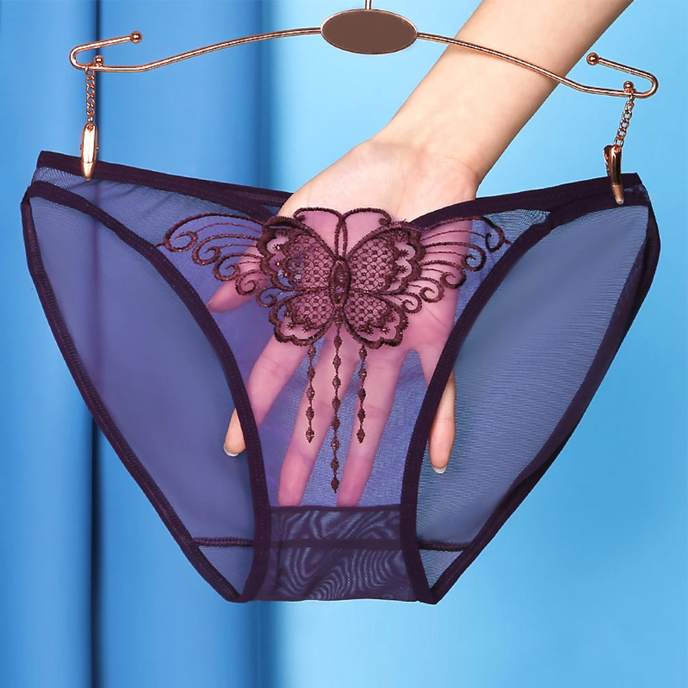 

2023 New Hot Sale Women Underwear Lace Mesh Comfortable See-through Breathable Large Size Briefs Embroidery Underwear For Women