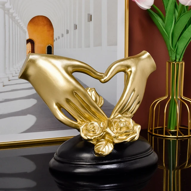 Heart Hands Sculpture Resin Gold Heart Hands Decor, Romantic Gold Heart  Decor, Heart Hands Statue - for Modern Couple Bedroom Lvoe Centerpiece  Living