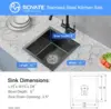 ROVATE 15x15 inch Black Bar Sink Undermount Black Nano Kitchen Sink Single Bowl T-304 Stainless Steel Sink with  Basket Strainer 2