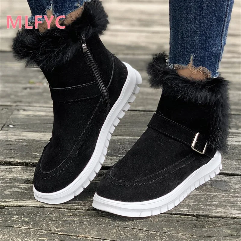 Fashion Women's Boots New Winter Thickened Short Boots Female Plush and Warm Flat Bottom Cotton Shoes Mujer