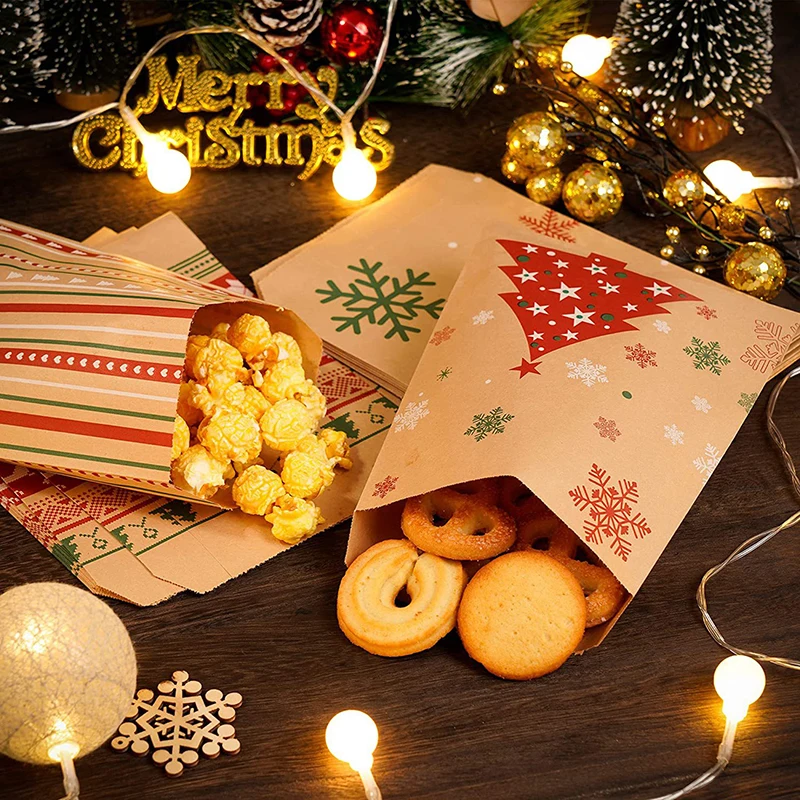 20–100 Stück Kraftpapier-Geschenktüten, Weihnachten, Kekse, Süßigkeiten, Snack, Verpackungsbeutel, 2026, Neujahr, Party, Kinder, Gastgeschenke, Heimdekoration, Zubehör – Detail 7