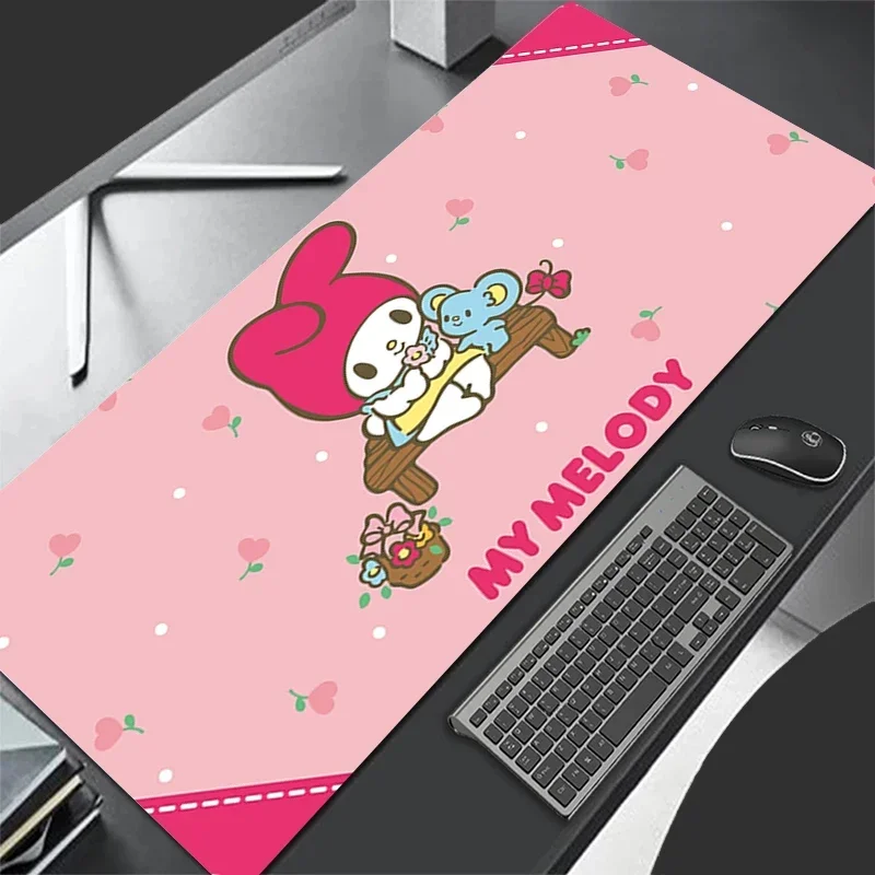 가죽 마우스 패드 산리오 마이멜로디 마우스패드 애니메이션 키보드 패드 대형 마우스 패드 노트북 확장 데스크 매트 게이머 선물용