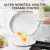 Nonstick Ceramic Cookware Set, 10 Pieces White Pots and Pans Set with Glass Lids & Stainless Steel Handles, Induction 2