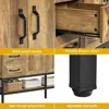 48" Double Rustic Bathroom Vanity, with Double Sink and Drawers Side Cabinet Combo Set & Shelf,Boat Tempered Glass Vessel Sink 5