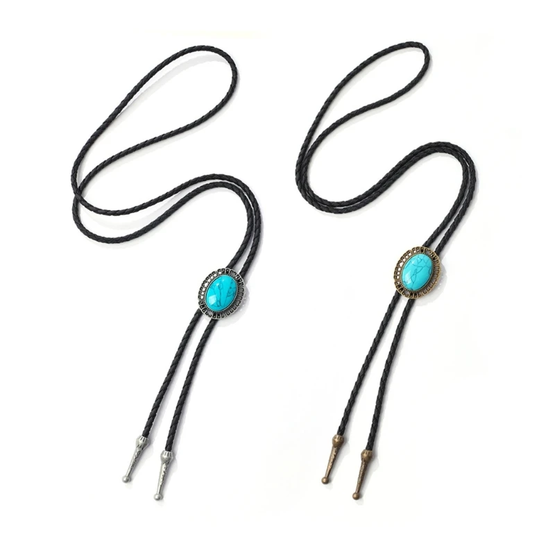 

Braided Shoestring Flower Bolo Tie with Metal Flower Formal Cowboy Necktie Necklace Country Bolo Tie Dropship