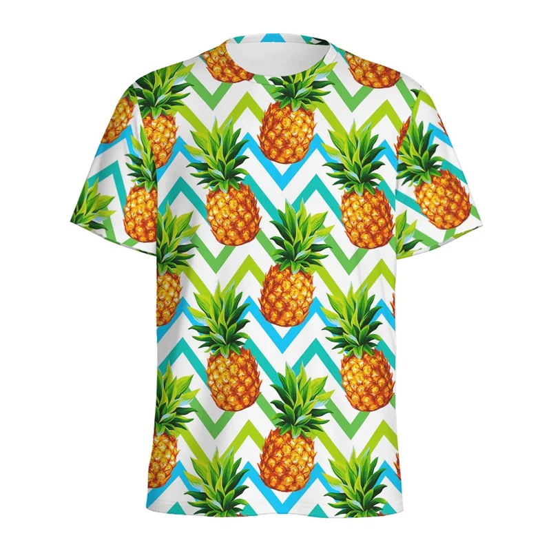 

Футболка мужская с 3D-принтом ананаса, цветная с тропическим принтом, с коротким рукавом, для отпуска, гавайский Топ, на лето