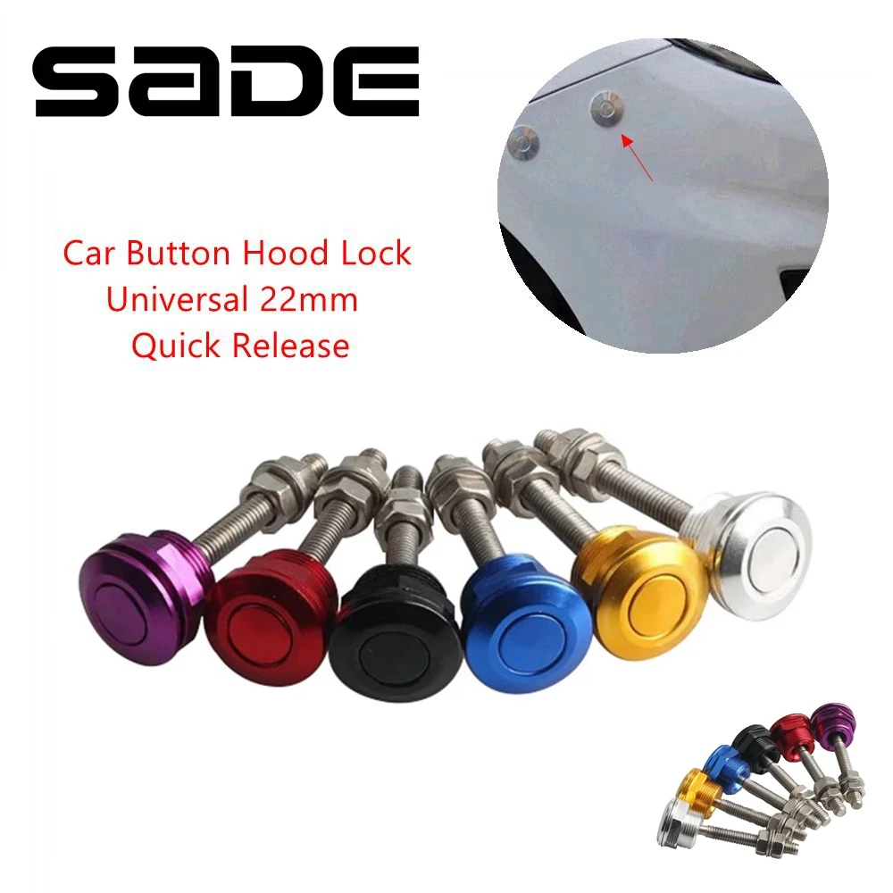Hood Pins Kit 1Pcs Universal Hood Pin Lock Clip Push Button Bonnet Quick Release Bumper Latch Aluminum