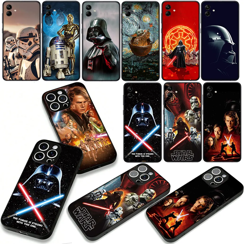 Starry Galaxy Wars Themed Phone Cover with Cute Characters