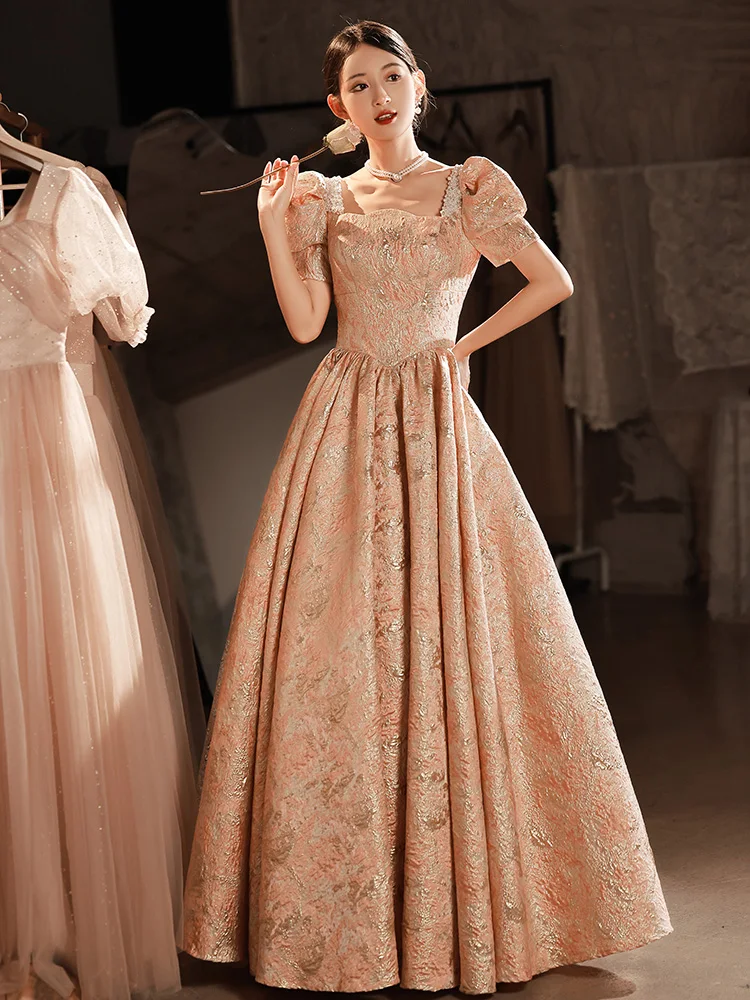 Gold Elegant Royal Dresses Retro Royal Elegant Evening Dress