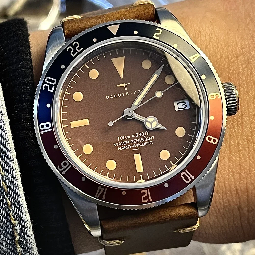 DAGGER-AXE Diving Watch 200M Waterproof Retro Sapphire Pot Cover Bubble Mirror C3 Super Luminous Watch NH35 Men Automatic
