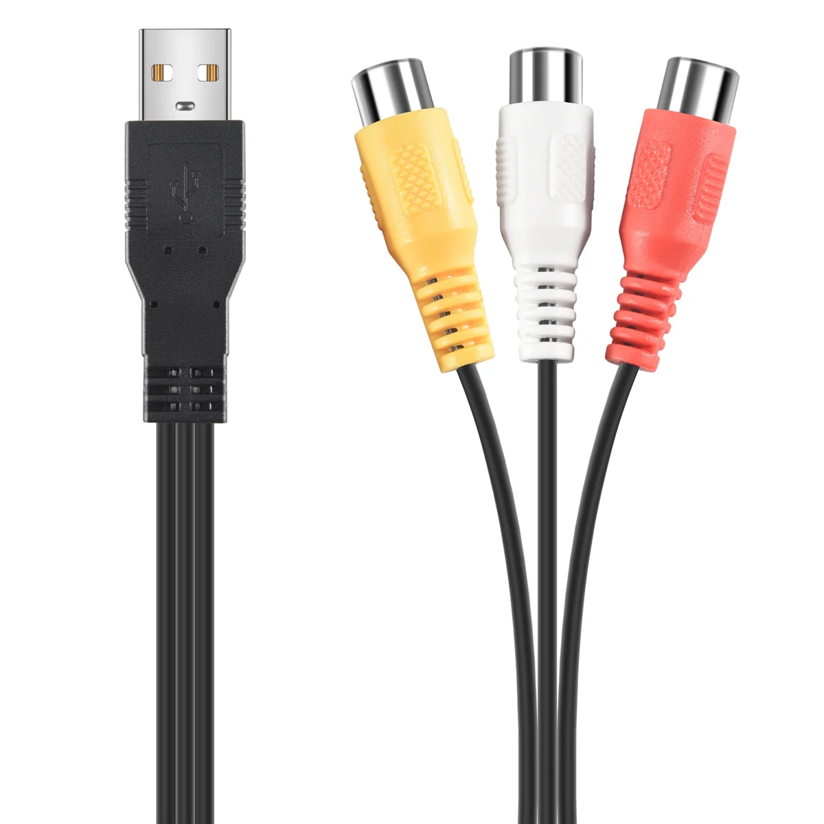 USB 수 플러그 to 3 Rca 암 어댑터, 오디오 컨버터, 비디오 AV A/V 케이블, USB to Rca 케이블, HDTV TV 텔레비전 와이어 리치, 1 개