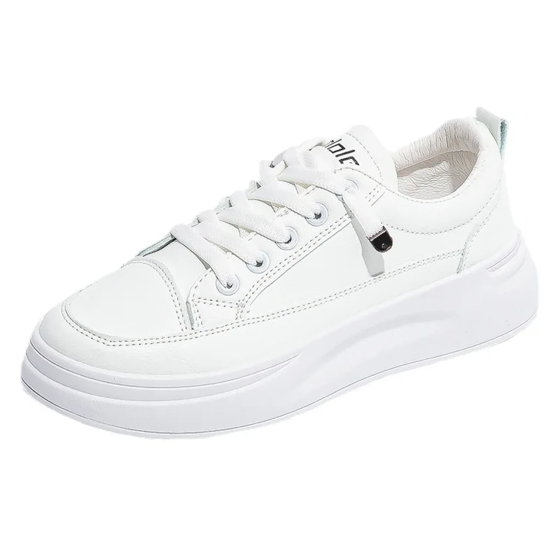 PU Leather Platform Shoes Flat Female Outdoor Elevator Sneakers Women Tennis Spring Vulcanize Thick-sole Running Trainers