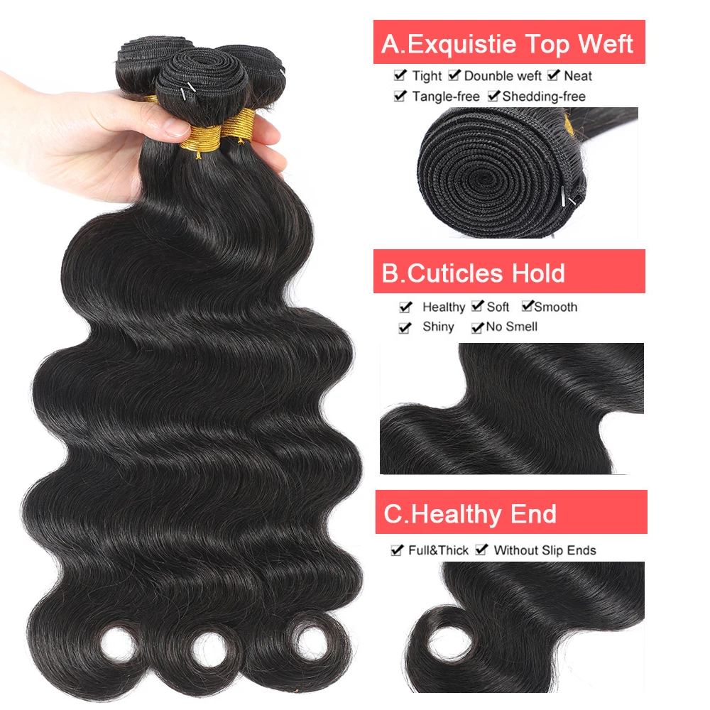 Body Wave Bundles With Closure Brazilian Hair Weave Bundles With Closure Frontal Human Hair Bundles With 4X4 5x5 Lace Closure 2