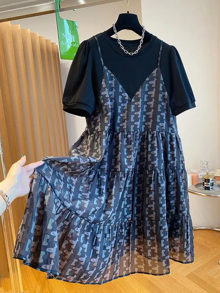 Elegant Sleeveless Printed Tassel Spliced Dress