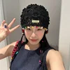 Handmade Crochet Hat Y2k Fashion Hollow Beanie Hat Cap with Beads Tassle Thread Knitting Thin  Baotou Hat for Decoration Japan 2