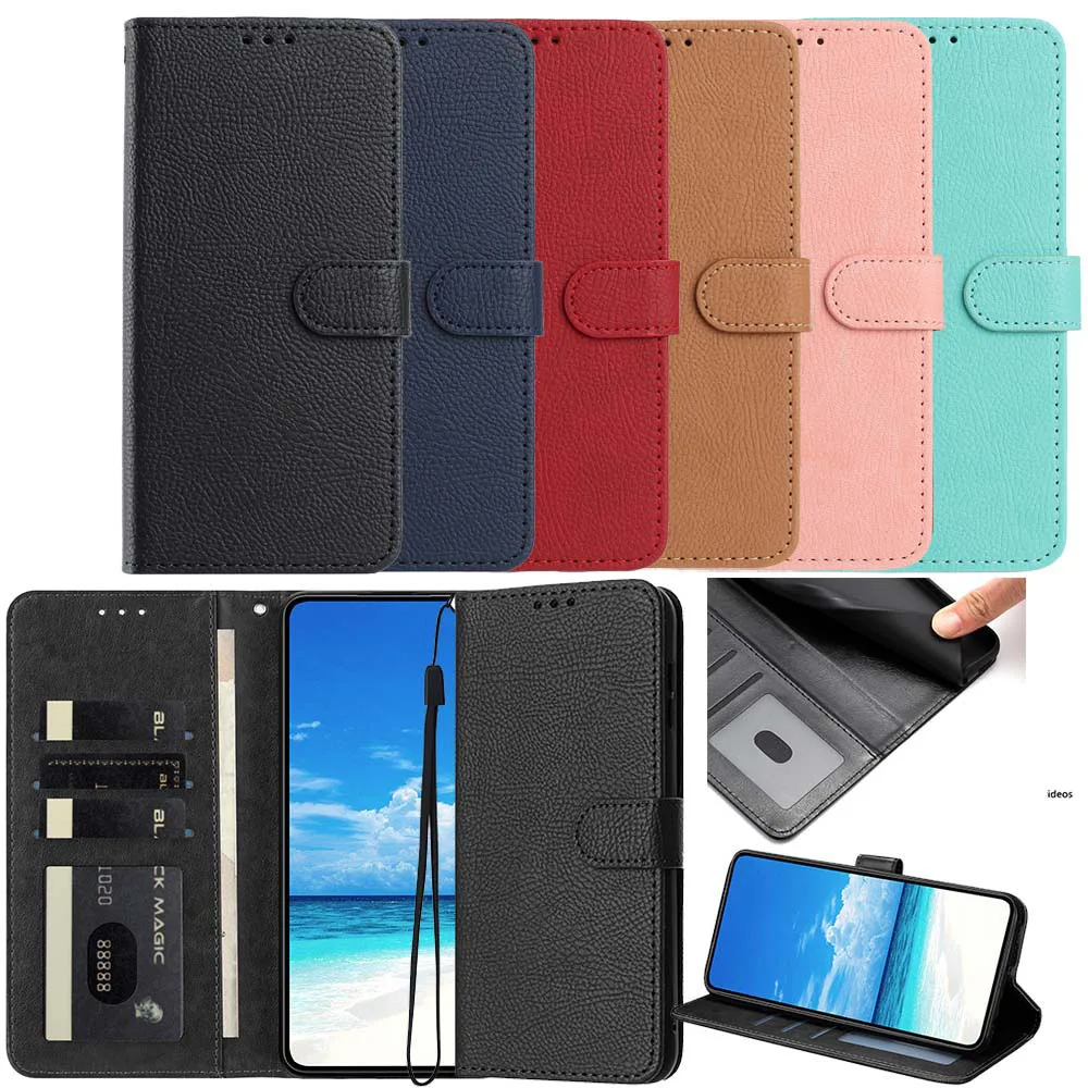 Litchi Leather Wallet Flip Phone Case with Enhanced Protection and Style