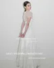 XPAY Illusion O Neck Korea Wedding Dresses Satin Sleeveless Backless Bridal Gown Short Sleeve A Line Bride Dress Photos Shoot 2
