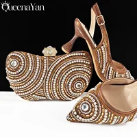 Queena Yan High-end Matching Women's Shoes with Diamond Hard Box Bag Popular in Nigeria Party Women's High Heels 1
