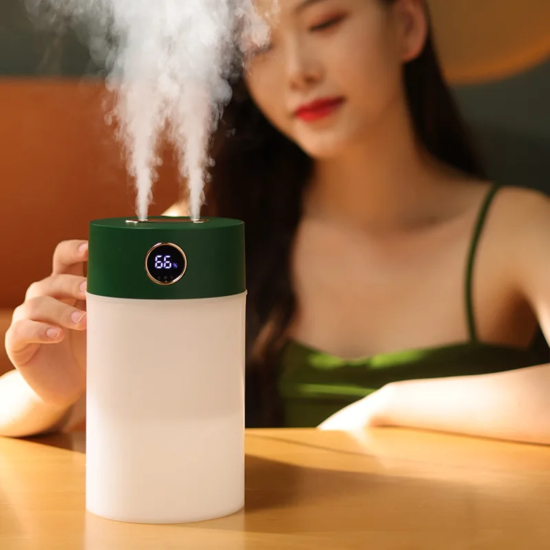 New Air Humidifier 2l Large Capacity Dual Nozzle With Lcd Temperature  Display Usb Aromatherapy Diffuser Exquisite Gift