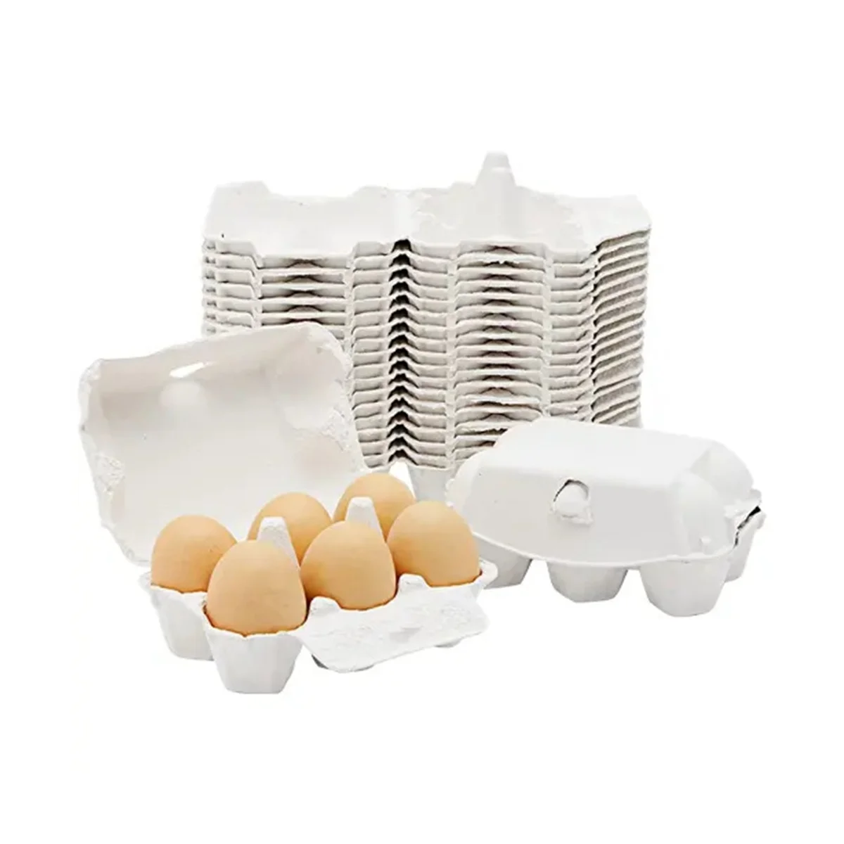 

40 Pieces Paper Egg Cartons for Chicken Eggs Pulp Fiber Holder Bulk Holds 6 Count Eggs Farm Market Travel