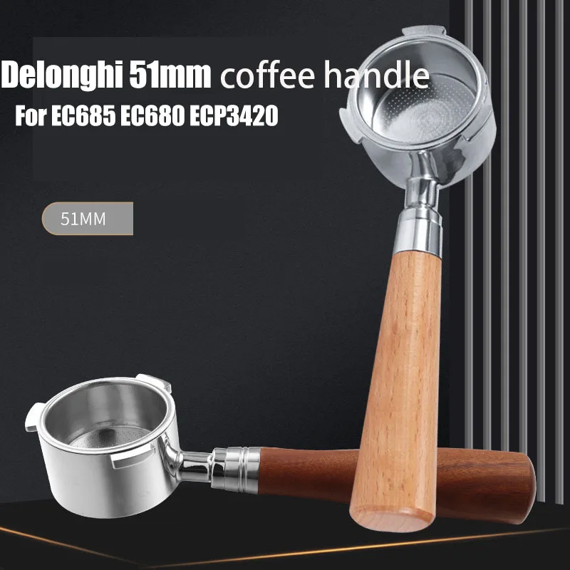 Solid wood 51mm Bottomless Coffee Reusable Stainless steel Filters