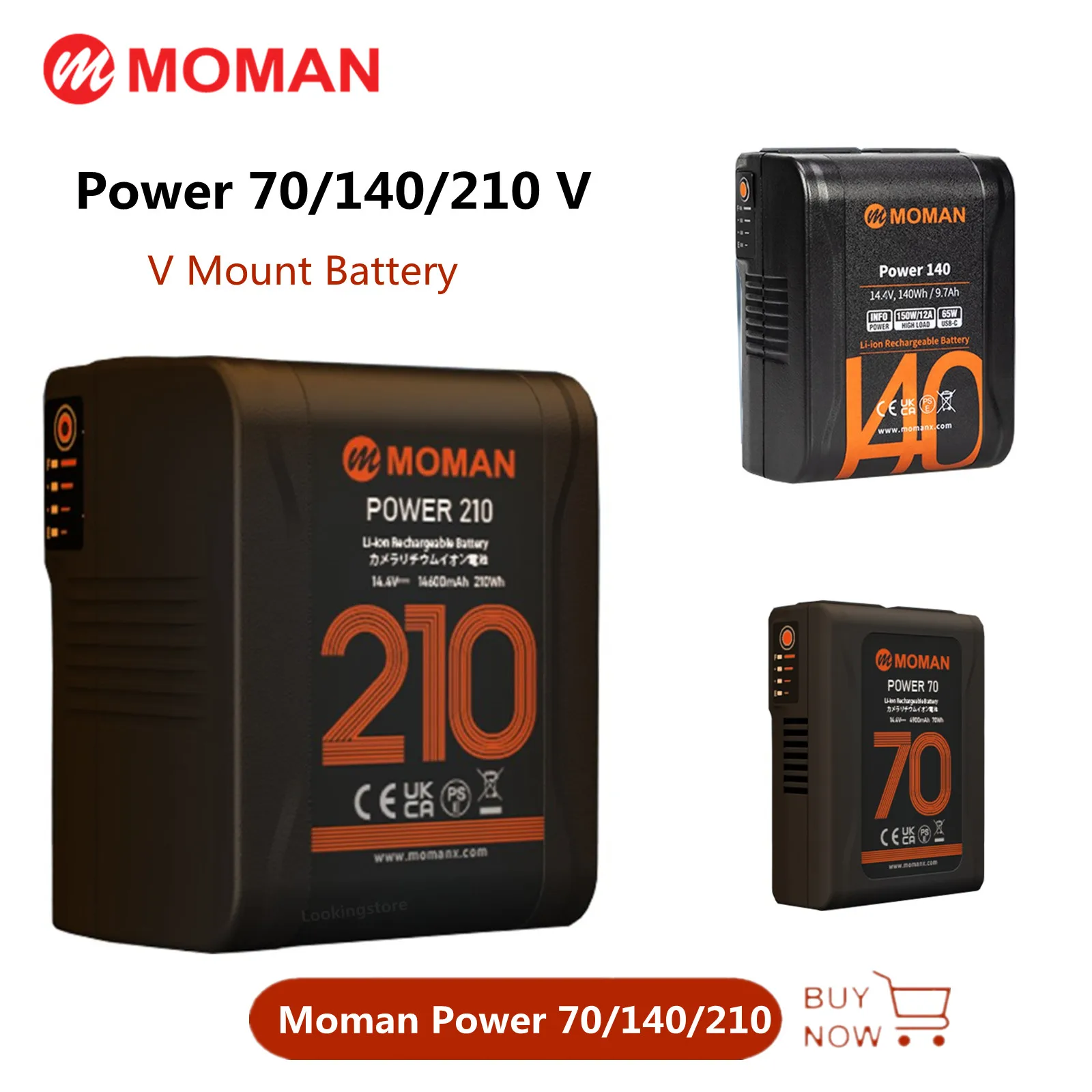 Moman Power 70/140/210 V Mount Battery V Lock Battery D-Tap & USB-C Outputs Micro Pocket Battery For LED Lights Cameras