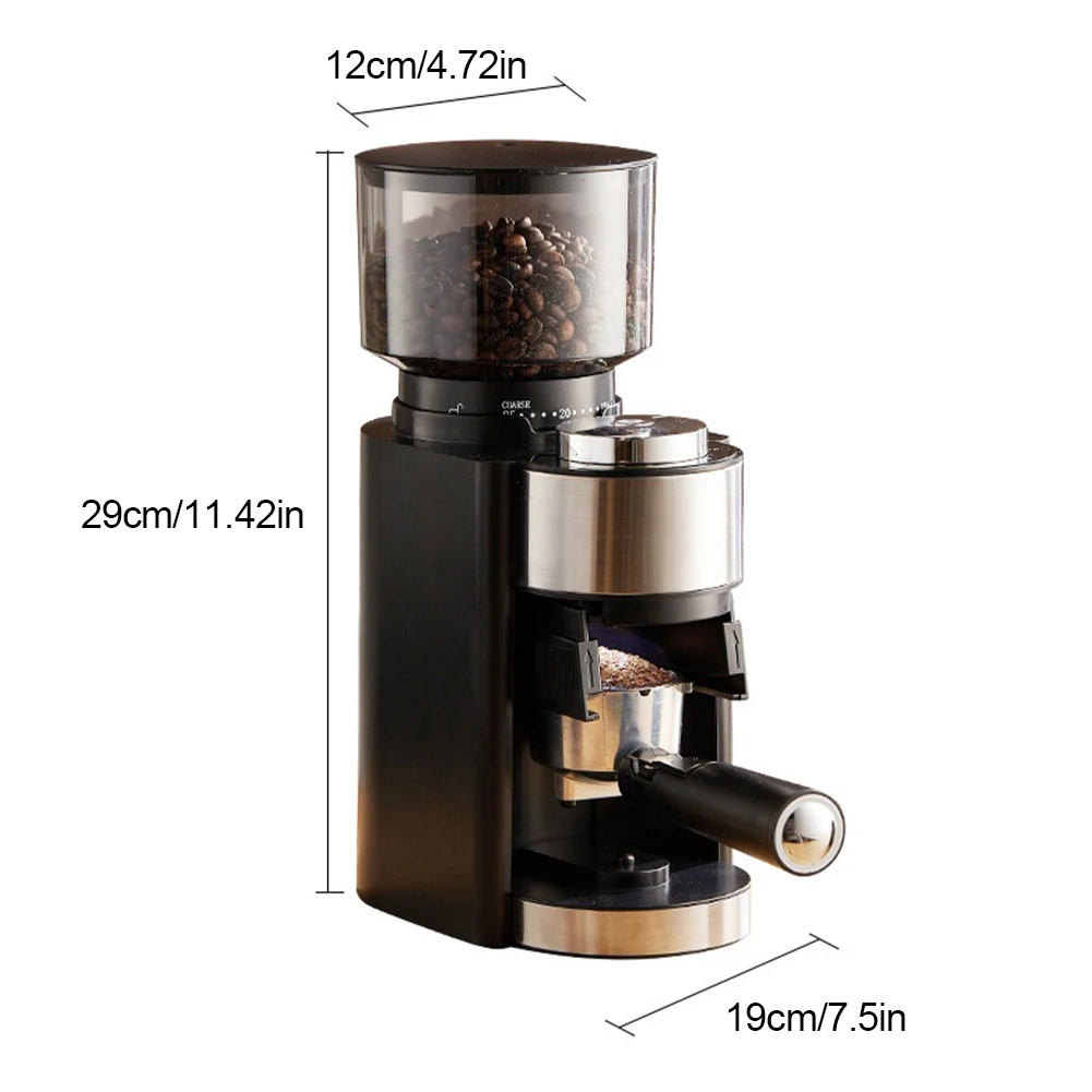 150W Electric Adjustable Conical Automaic Coffee Grinder 25 Grind Setting  Household 250g Large Capacity Coffee Bean Grinder Mill