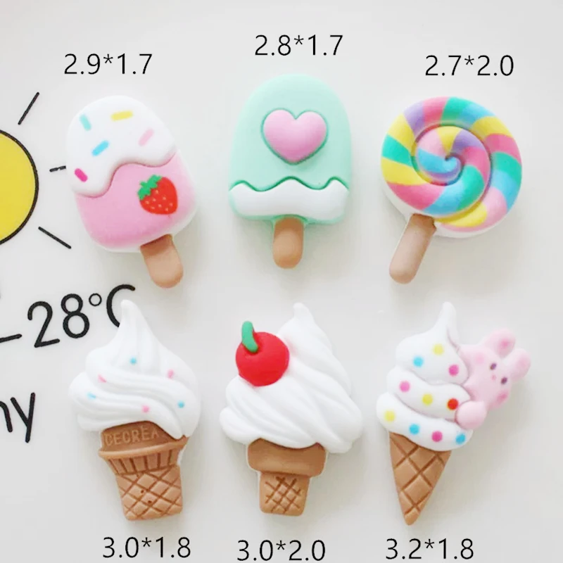 Mini Lollipop Ice Cream Flat Back Resin Cabochons 10 Pcs Scrapbook Diy Party Hairpin Accessories Decorate Craft ornament crafts resin ornaments miniature ornament resin crafts