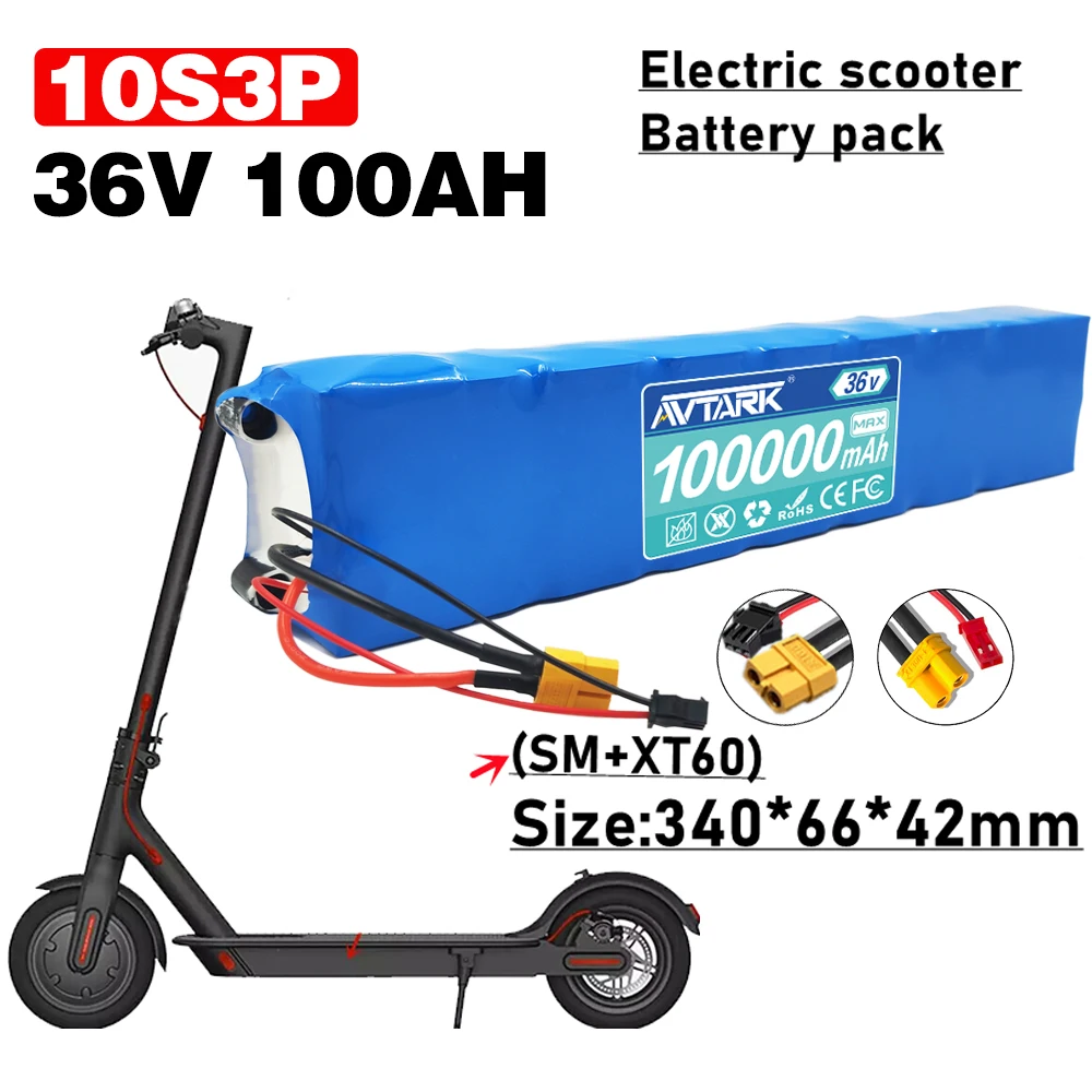 

100% original 10S3P 36V 100Ah for Xiaomi m356 1000W Power Modified Bicycle Scooter Electric Vehicle battery pack with support