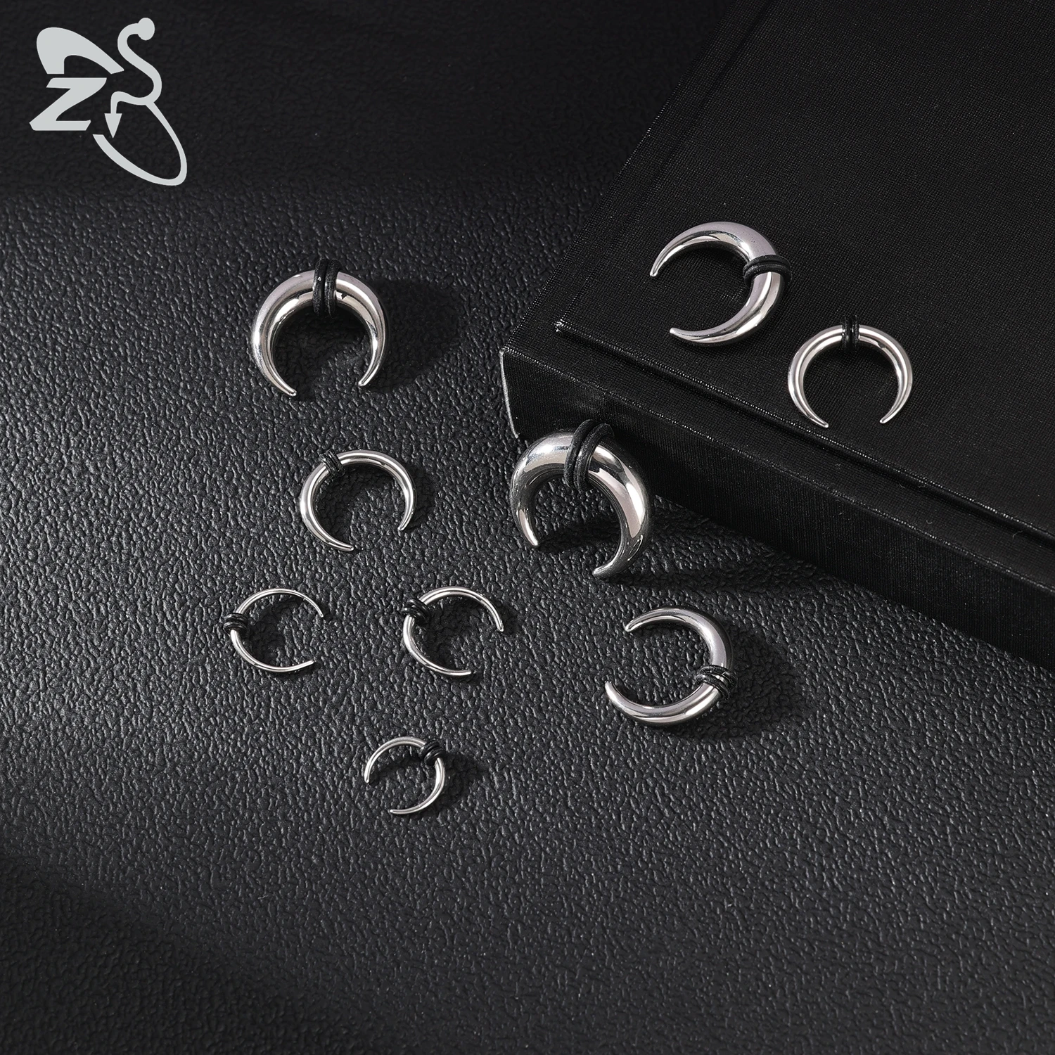Nose Rings ZS C Shape alo Horn Nose Piercing Stainless Steel Pincher Septum Ring Punk Rock Stretcher Expander 8/10/11/12mm 1PC 2G/4G/6G